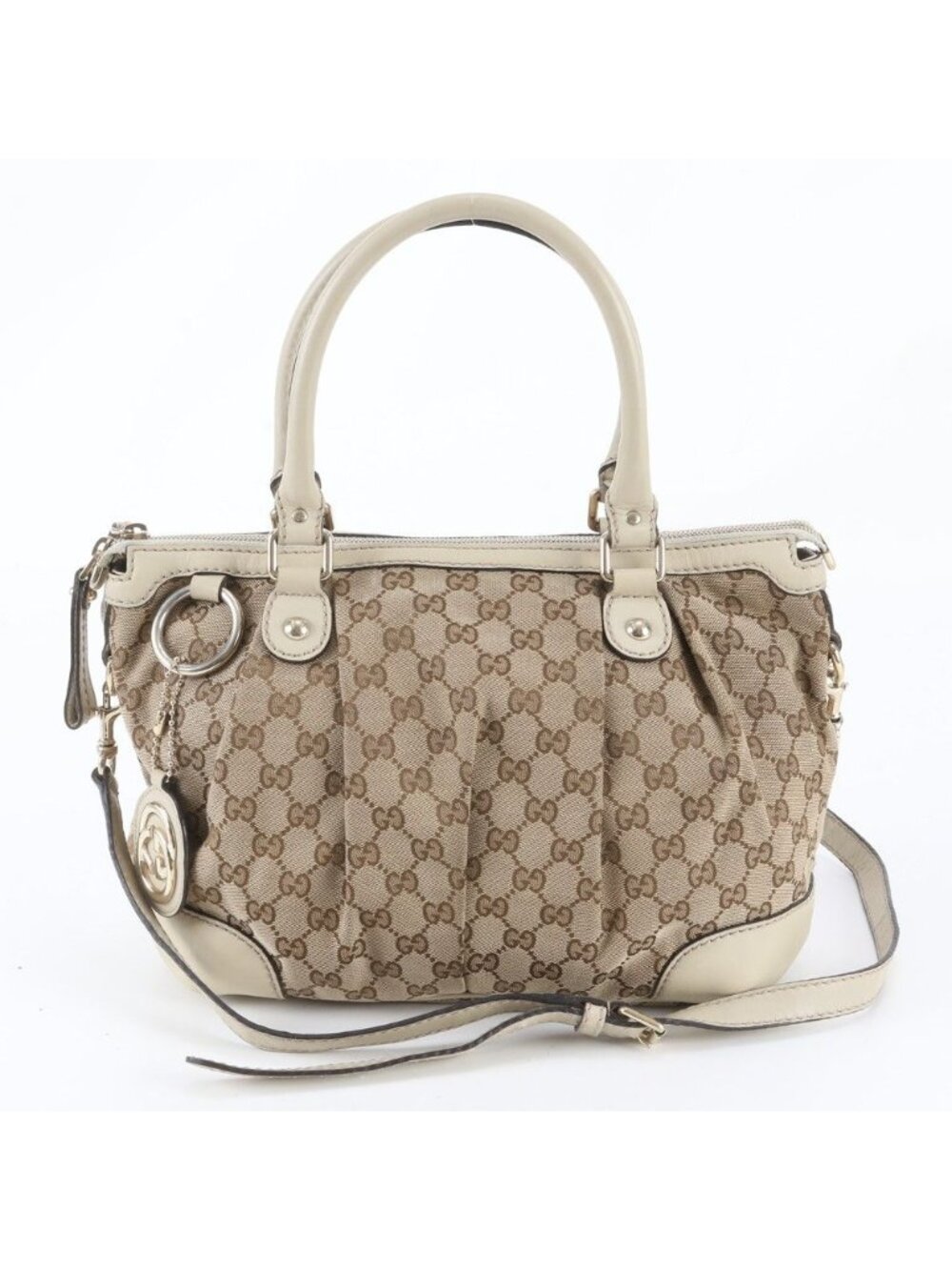 Gucci GG Canvas Sukey Leather 2-Way Shoulder Bag Crossbody